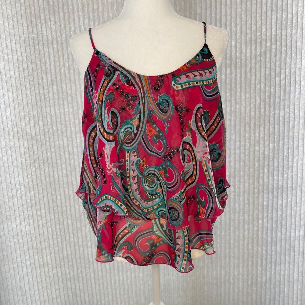 Layered Paisley Spaghetti Strap Blouse